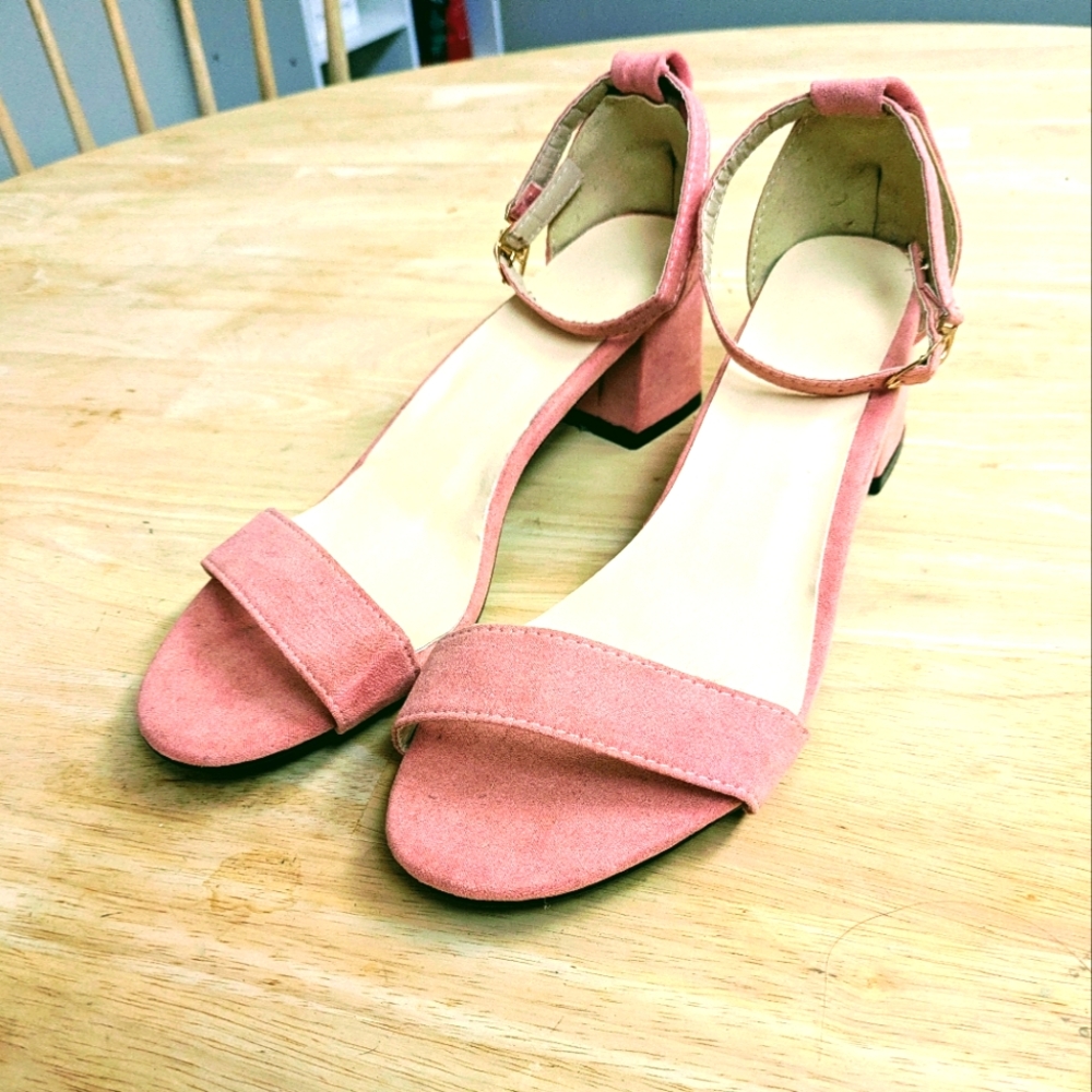 NWOT Pink Open Toe Block Heels